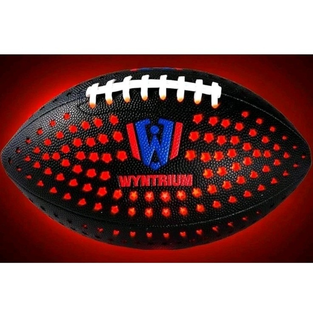 Wyntrium Glow in Dark LED Football Leather Ball Size 6 Black Night Sports Play